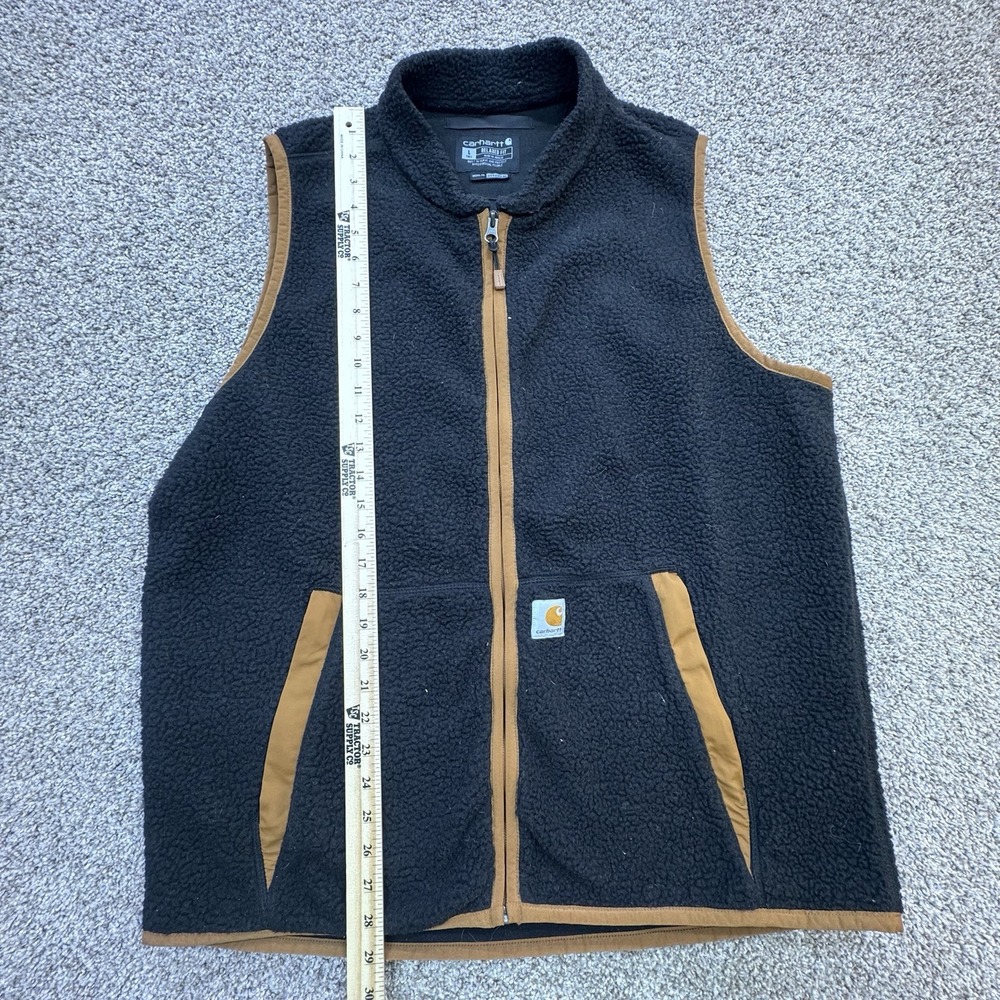 Men's Carhartt Textured Fleece Vest Size L Full Zip Black Jacket Work OV4995-M - Picture 6 of 6